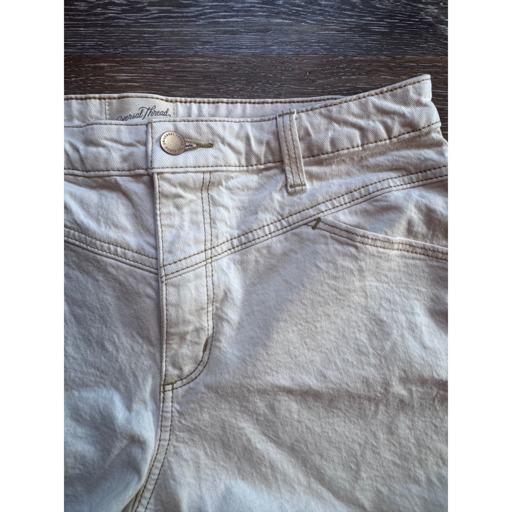 Universal Thread  Midi Denim Shorts Cream Off White High Rise Women 10/30R - Picture 5 of 9